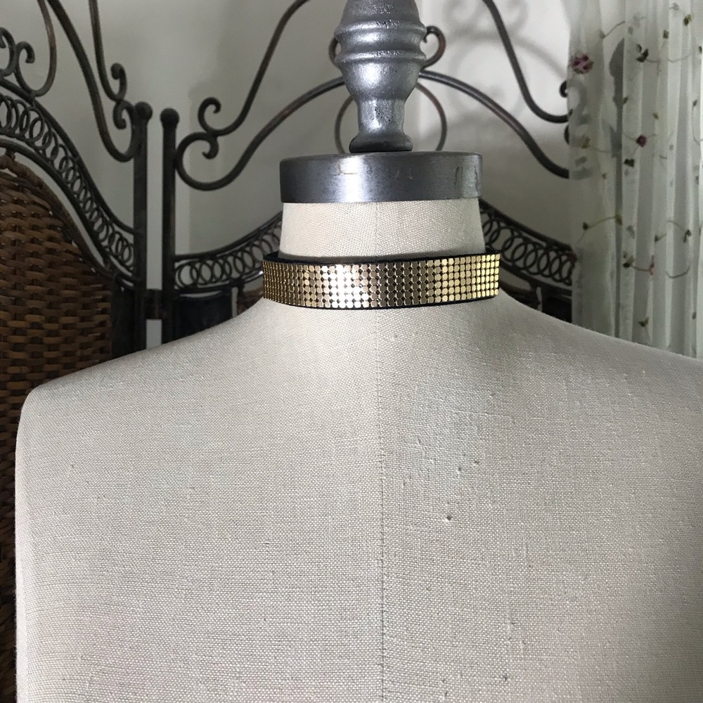 Gold Mesh Wide Choker Necklace - Women Jewelry